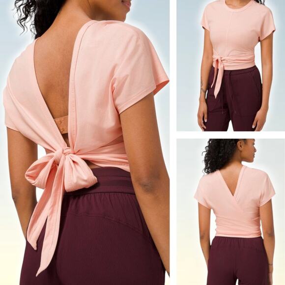 LULULEMON Its A Tie Tee Size 4 Pink Mist - Picture 1 of 6